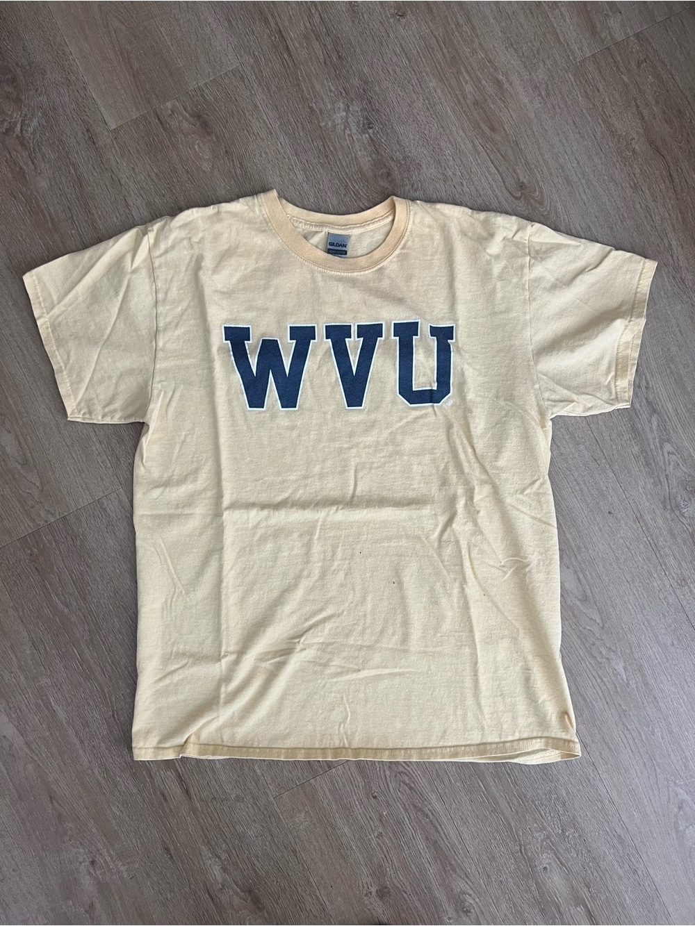WVU Short Sleeve Logo T-Shirt - Cream with Navy Letters